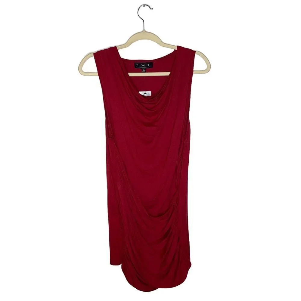 NWT ELOQUII Draped Wrap Front Ruched Red Sleeveless Top Blouse Shirt Size 14 NEW - Picture 7 of 14